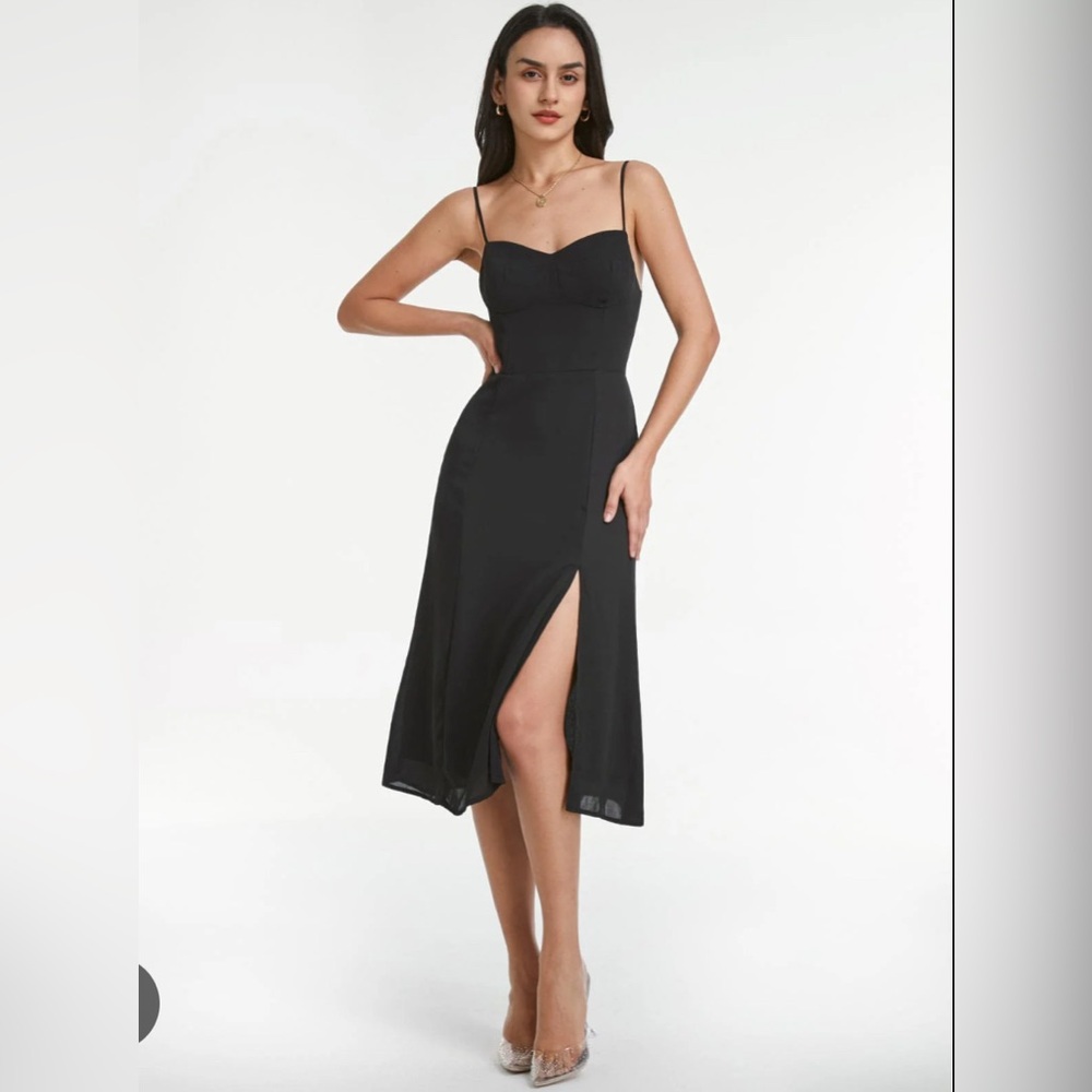 Black Strap Tie Midi dress